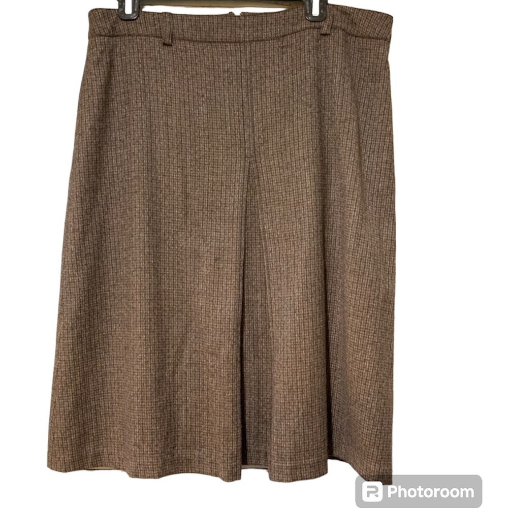 Saks Fifth Ave Signature A-line Brown Tweed Wool Blend Skirt size 12